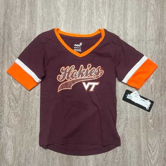 NWT Virginia Tech Hokies Youth XS V-Neck‎ Short Sleeve T-Shirt - Picture 1 of 3